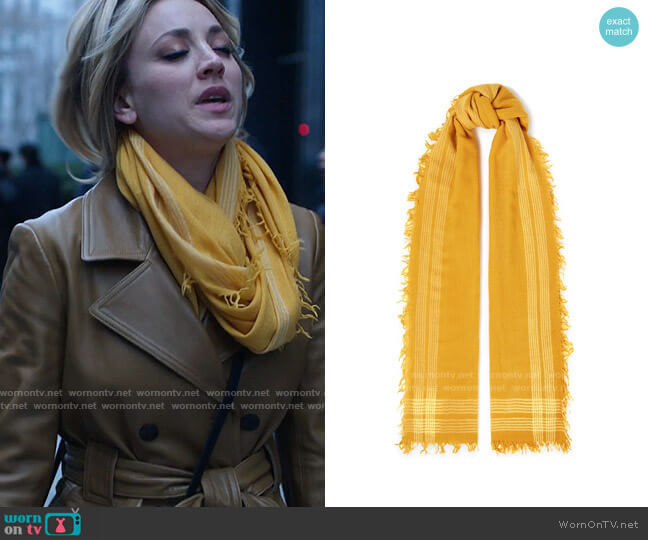 Rag & Bone Nassau Scarf worn by Cassie Bowden (Kaley Cuoco) on The Flight Attendant