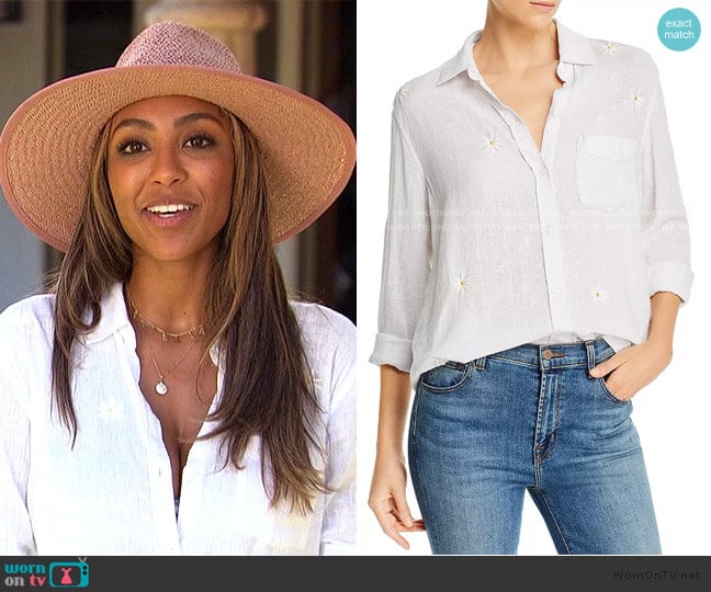 Rails Charli Embroidered Shirt worn by Tayshia Adams on The Bachelorette