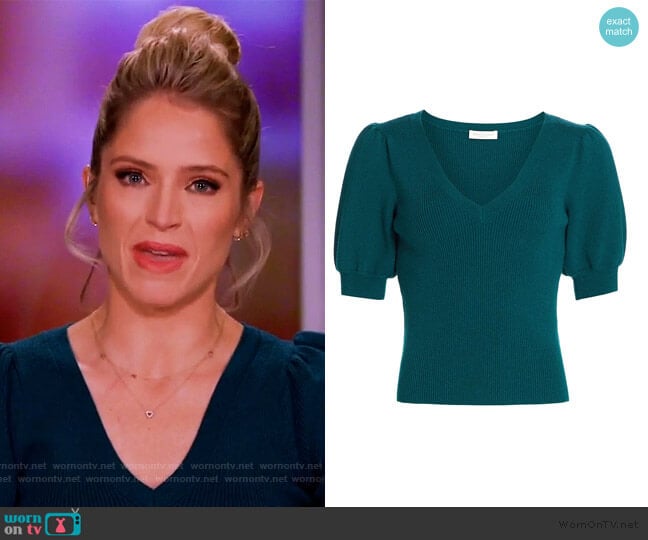 Ramy Brook Rory Puff-Sleeve Sweater worn by Sara Haines on The View