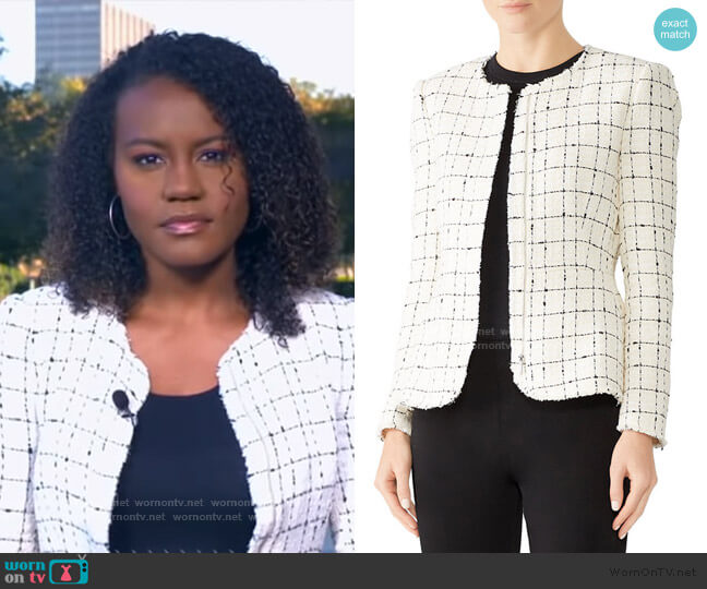 Rebecca Taylor Plaid Tweed Zip Jacket worn by Janai Norman on Good Morning America