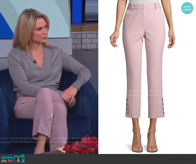Rebecca Taylor Rose Plaid Trousers worn by Amy Robach on Good Morning America