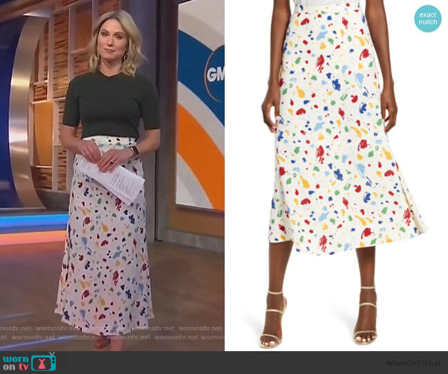 Reformation Bea Midi Skirt worn by Amy Robach on Good Morning America