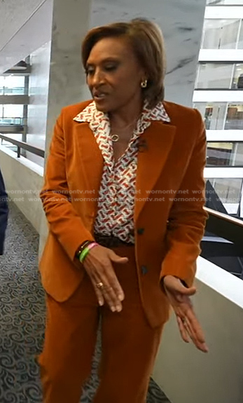 Robin’s orange corduroy suit on Good Morning America