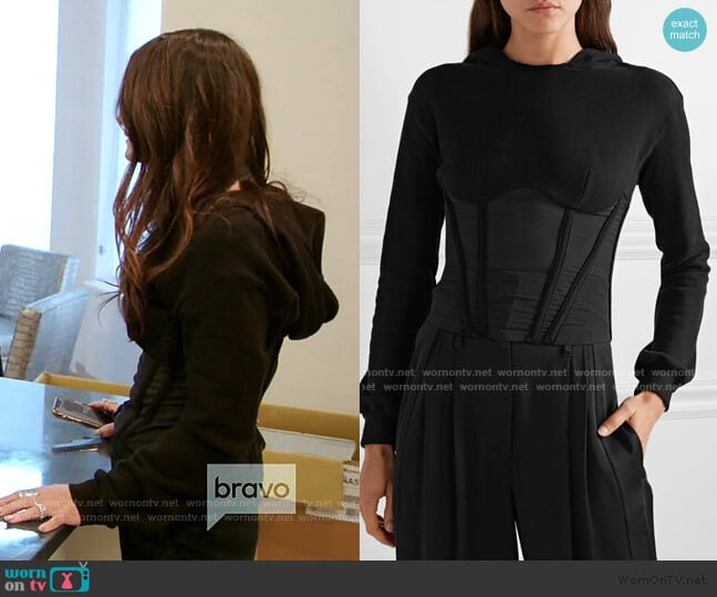 RTA Apollo Cropped Cotton-Jersey and Tulle Hoodie worn by Lisa Barlow on The Real Housewives of Salt Lake City