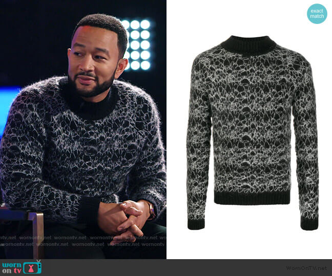 Saint Laurent Mock Neck Jumper worn by John Legend on The Voice