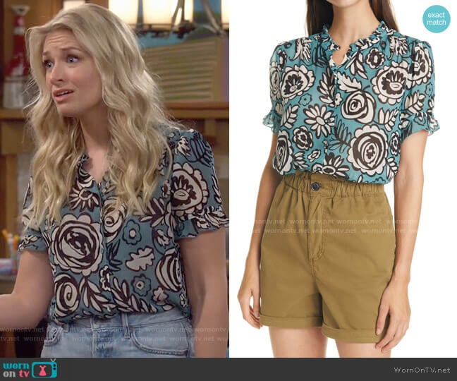 Samsoe Samsoe Rosella Button-Up Shirt worn by Gemma (Beth Behrs) on The Neighborhood