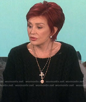Sharon’s black cable knit sweater on The Talk
