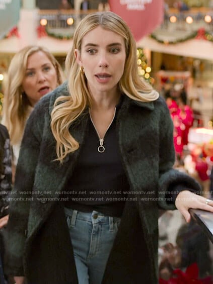 Sloan’s striped coat on Holidate