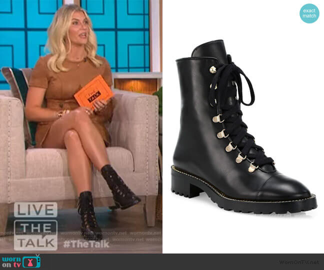 Stuart Weitzman Kolbie Leather Combat Boots worn by Amanda Kloots on The Talk