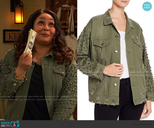 Sunset & Spring Embellished Denim Jacket worn by Raven Baxter (Raven-Symoné) on Ravens Home