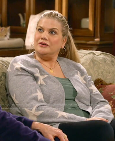 Tammy’s gray star print cardigan on Mom