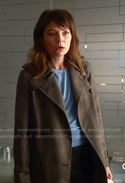 Taylor’s grey plaid trench coat on Bull