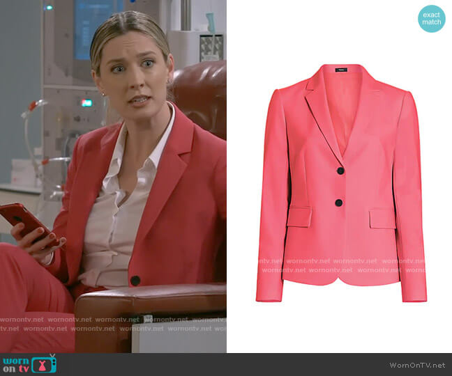 Theory Carissa Blazer in Watermelon worn by Samantha (Briga Heelan) on B Positive