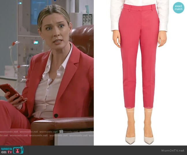 Theory Treeca Pants in Watermelon worn by Samantha (Briga Heelan) on B Positive