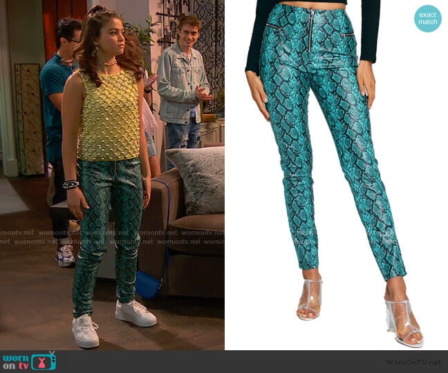 Tiger Mist Pearl Snake Print Faux Leather Pants