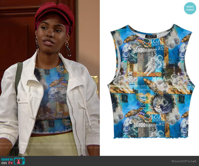 Topshop Astronaut Y2K Mesh Tank worn by Paris Buckingham (Diamond White) on The Bold and the Beautiful