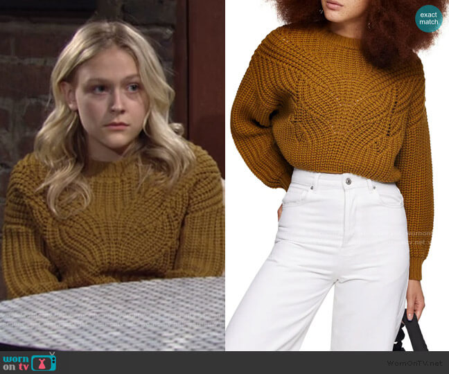 Topshop Butterfly Super Crop Sweater worn by Faith Newman (Alyvia Alyn Lind) on The Young and the Restless