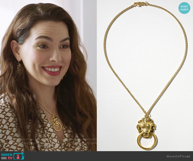 Vanessa Mooney The Vandal Door Knocker Necklace worn by Ginger Sweet (Melia Kreiling) on Filthy Rich