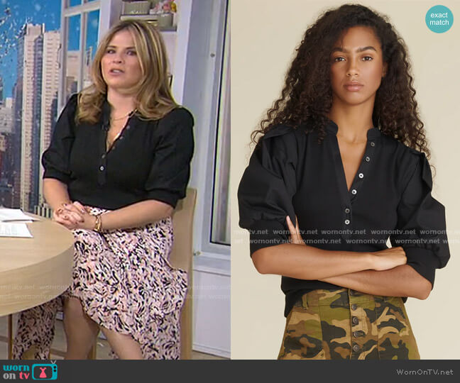 Veronica Beard Coralee Puff-Sleeve Top worn by Jenna Bush Hager on Today