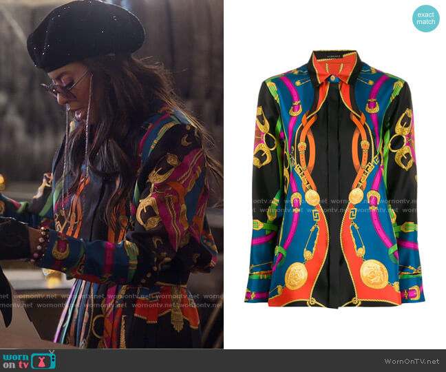 Versace Barocco Rodeo Print Shirt worn by Mary Cosby on The Real Housewives of Salt Lake City