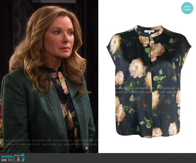 Vince Peg Petal Glow Satin Blouse worn by Jennifer Horton (Cady McClain) on Days of our Lives