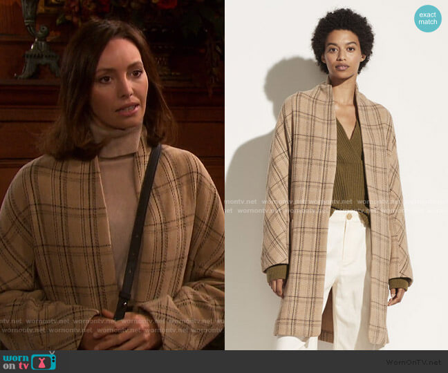 Vince Plaid Collarless Coat worn by Gwen Rizczech (Emily O'Brien) on Days of our Lives
