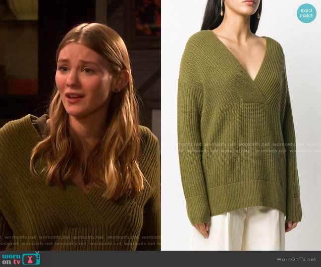 Vince Knitted V-Neck Jumper worn by Alice Caroline Horton (Lindsay Arnold) on Days of our Lives