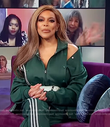 Wendy’s green track jacket and pants on The Wendy Williams Show