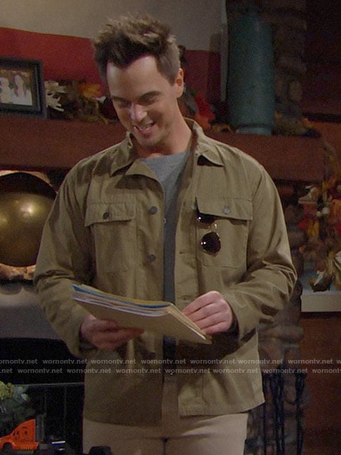 Wyatt’s green shirt jacket on The Bold and the Beautiful