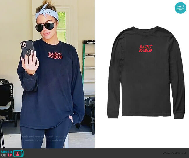 Yeezy Kim Tennis Black Long Sleeve T-Shirt worn by Khloe Kardashian on Keeping Up with the Kardashians