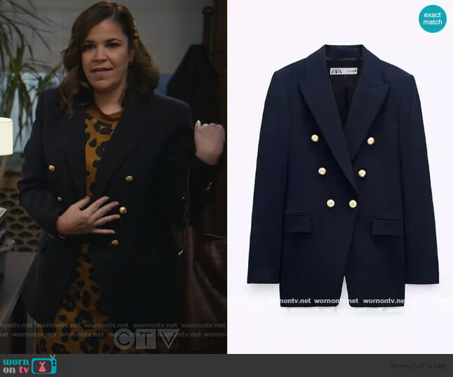 Zara Metal Button Blazer worn by Sara Castillo (Lindsay Mendez) on All Rise