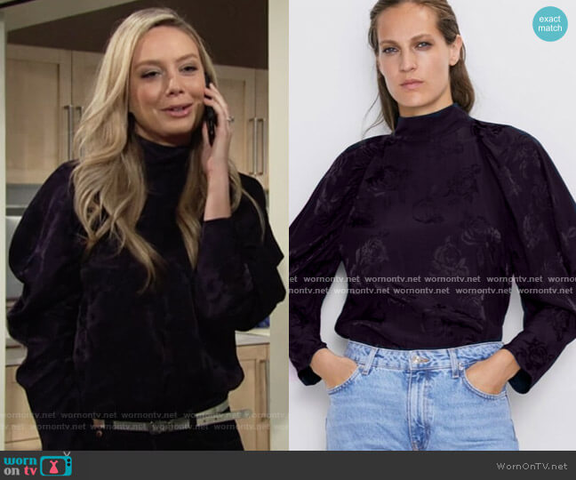 Zara Puff Sleeve Top worn by Abby Newman (Melissa Ordway) on The Young and the Restless