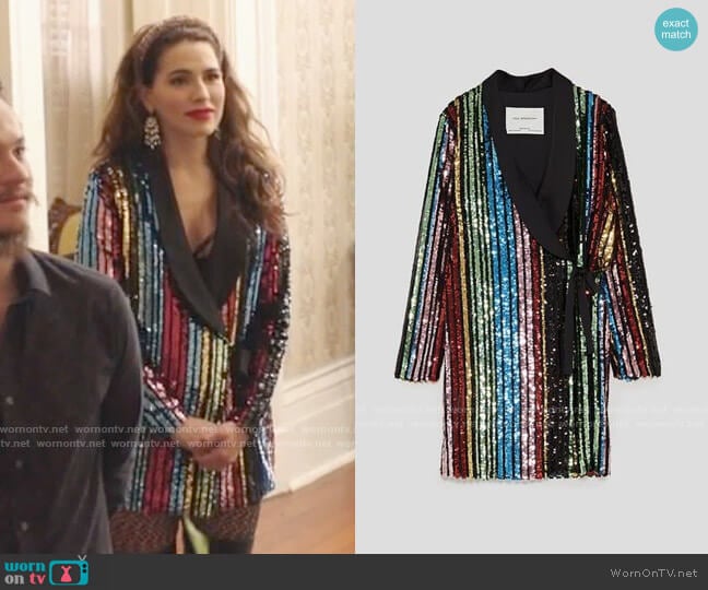 Zara Multicolored Sequin Wrap Dress worn by Ginger Sweet (Melia Kreiling) on Filthy Rich