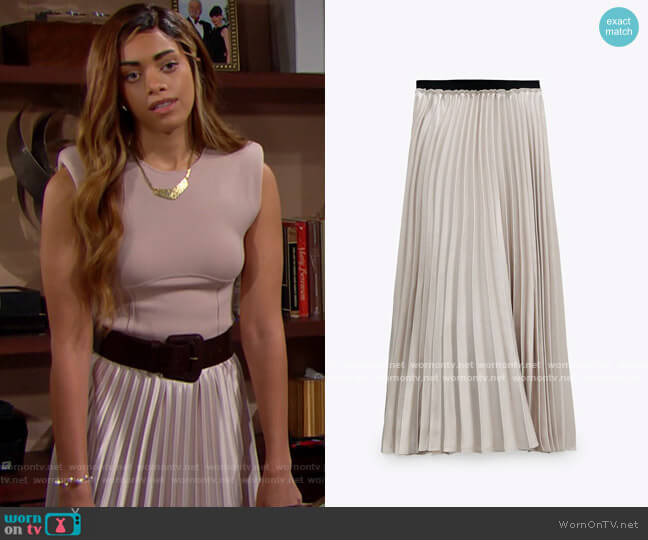 Zara Pleated Skirt worn by Zoe (Kiara Barnes) on The Bold and the Beautiful