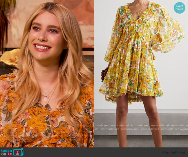 Zimmermann Poppy ruffled floral-print silk-crepon mini dress
