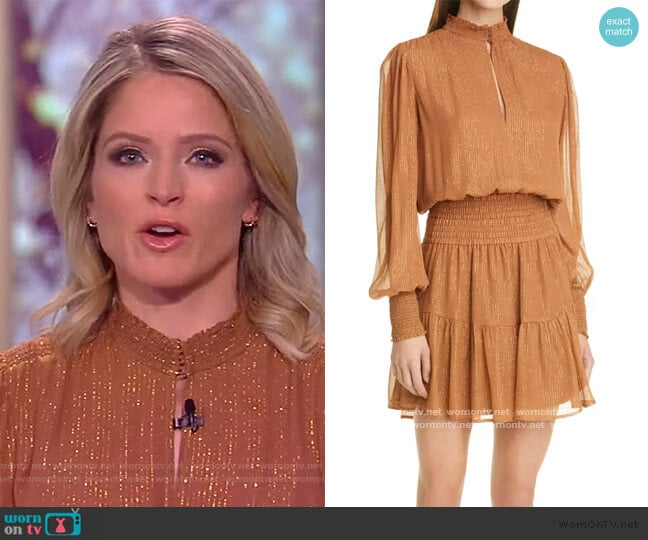 A.L.C. Silvie Smocked Long Sleeve Silk Blend Dress worn by Sara Haines on The View