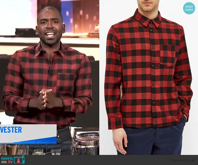 APC John Check Twill Shirt worn by Justin Sylvester on E! News