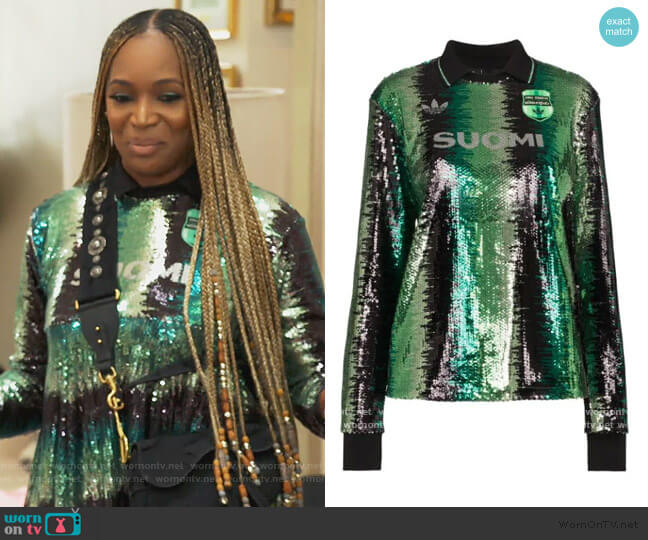 Adidas x Anna Isoniemi sequin striped top