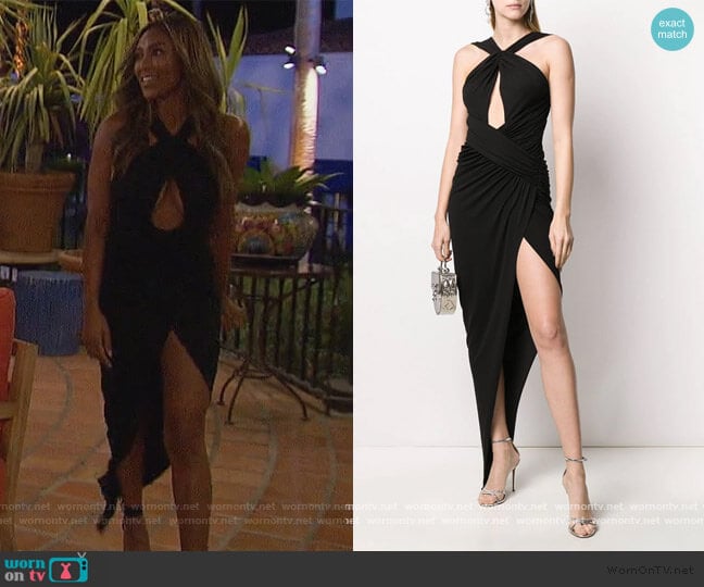 Alexandre Vauthier front slit cut-out detail evening dress worn by Tayshia Adams on The Bachelorette