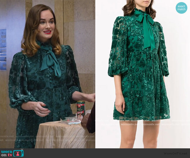 Alice + Olivia Octavia mini dress worn by Samantha Powell (Audrey Corsa) on All Rise