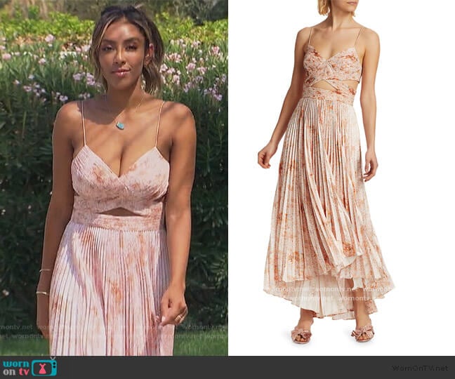 Amur Lumi Cutout Pleated Dress worn by Tayshia Adams on The Bachelorette