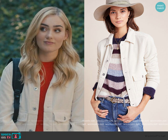 AG Jeans The Evonne Corduroy Trucker Jacket worn by Taylor Otto (Meg Donnelly) on American Housewife