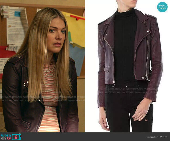 Iro Ashville Leather Jacket in Plum worn by Tami Tamietti (Kate Miner) on Shameless