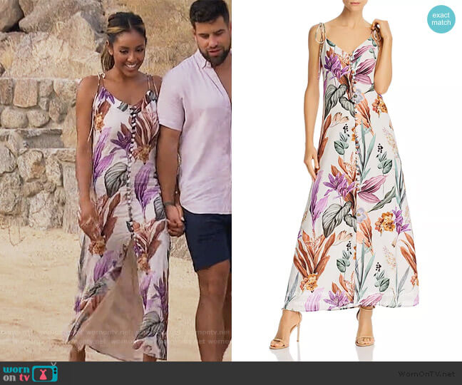 Atelier 1756 Varadero Cotton Floral-Print Dress worn by Tayshia Adams on The Bachelorette