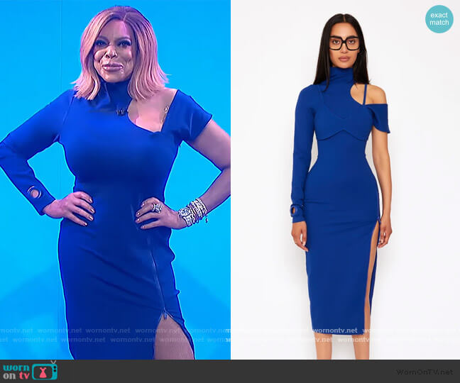 BBX Brand Bralette Asymmetric Midi Dress worn by Wendy Williams on The Wendy Williams Show