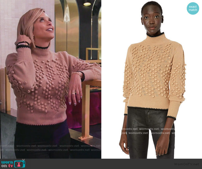 BCBGMAXAZRIA Popcorn Stitch Turtleneck worn by Robyn Dixon on The Real Housewives of Potomac