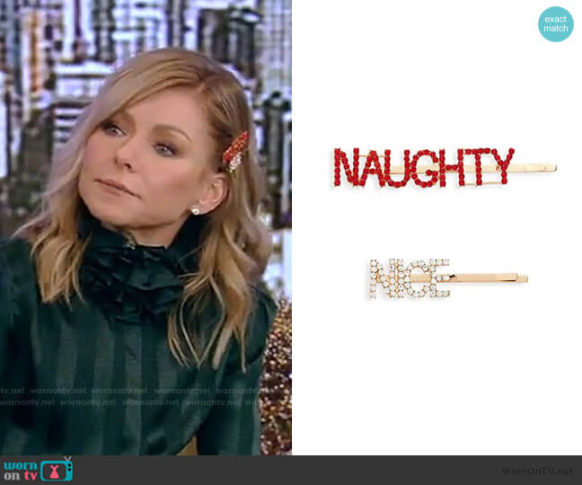 Bari Lynn 2-Piece Naughty & Nice Crystal Hair Clips worn by Kelly Ripa on Live with Kelly and Mark