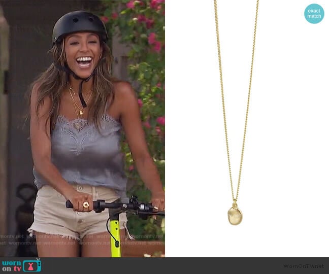 Biko Capri Pendant Gold worn by Tayshia Adams on The Bachelorette