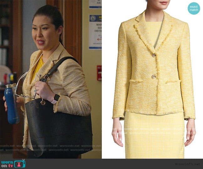 Boss Jomanda4 Bubble Tweed Jacket worn by Sherri Kansky (Ruthie Ann Miles) on All Rise