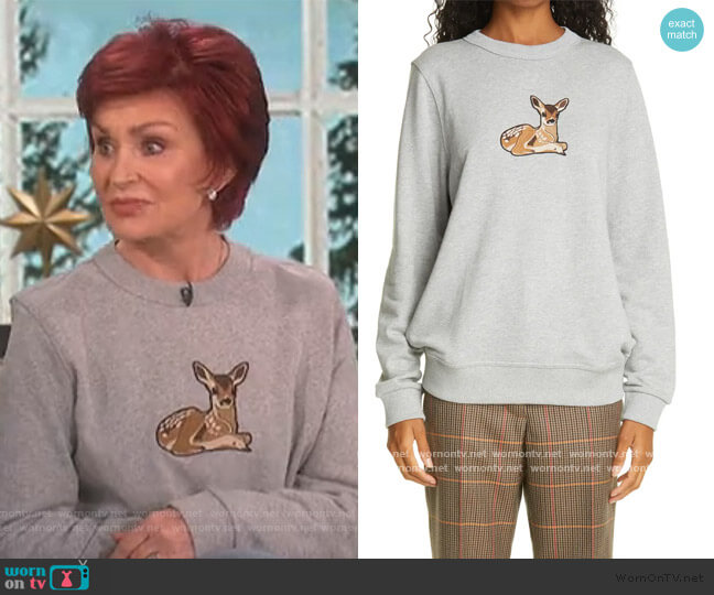 Burberry Appliquéd cotton-jersey sweatshirt worn by Sharon Osbourne on The Talk